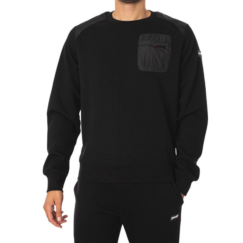 Sweat Schott COL ROND EMPIECEMENT REDSILVERE