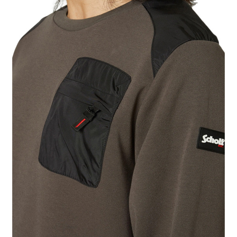 Sweat Schott COL ROND EMPIECEMENT REDSILVERE