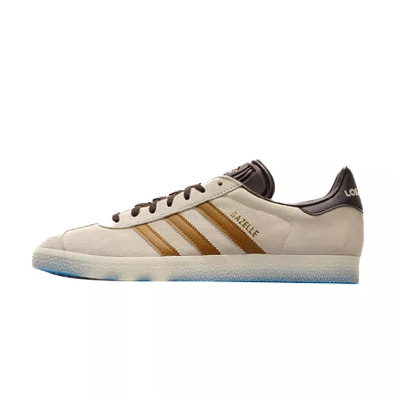 Pegashoes - Basket Adidas Gazelle Beige/Marron/Ocre doré