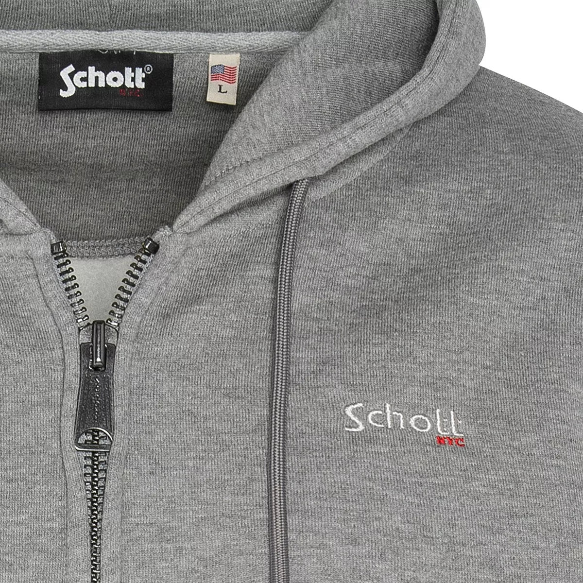 Sweatshirt à capuche zippé Schott AVEC BRODERIE