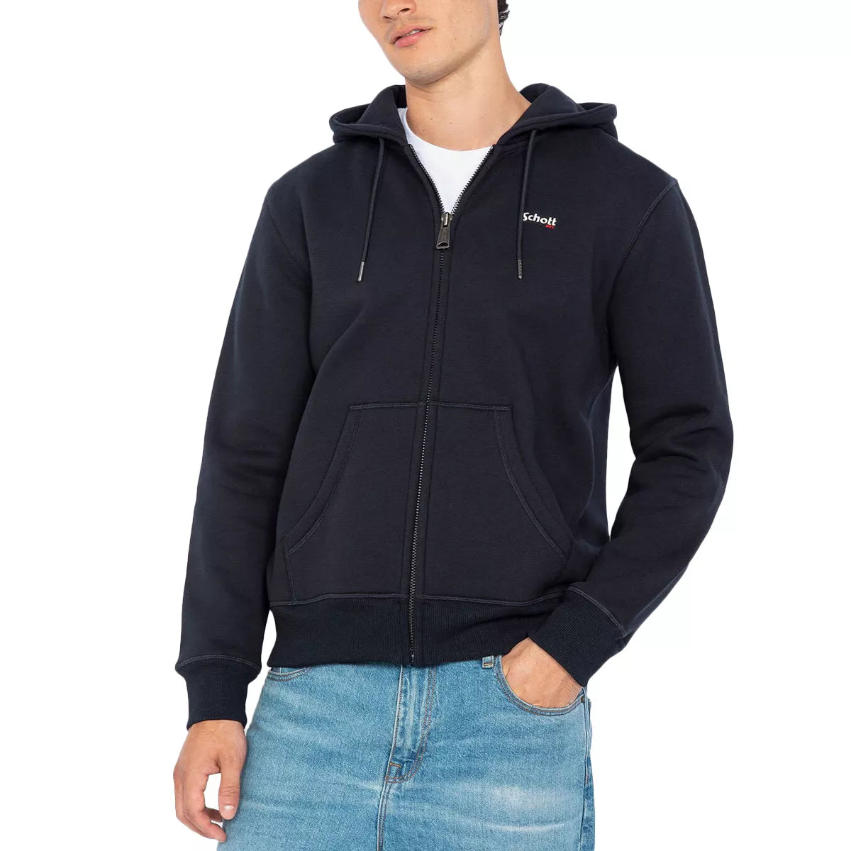 Sweatshirt à capuche zippé Schott AVEC BRODERIE