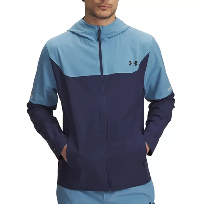 Veste de sport coupe-vent bleue avec fermeture éclair Veste de sport coupe-vent bleue avec fermeture éclair