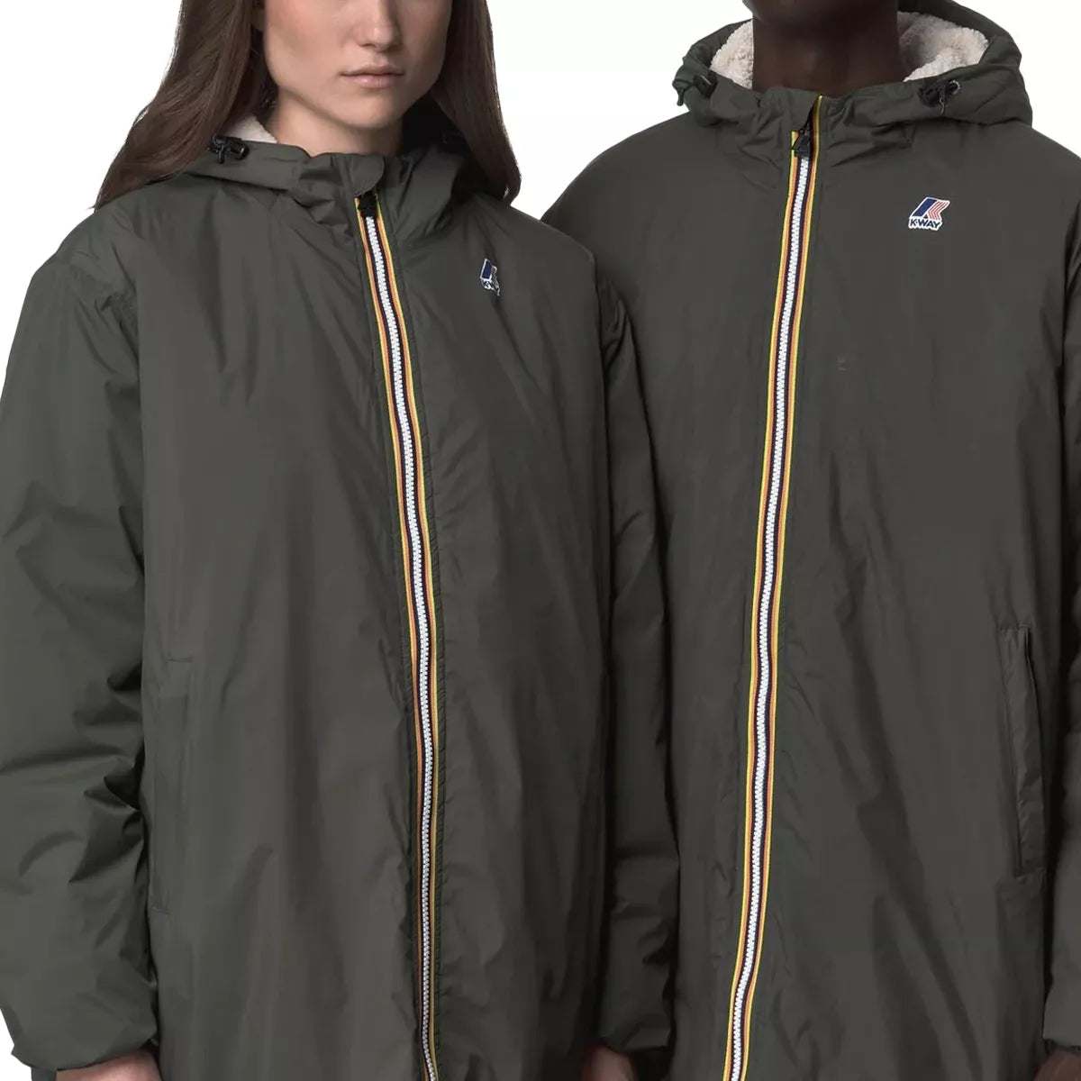 Parka Longue à Capuche Double Sherpa K-Way LE VRAI 4.0 EIFFEL EAST ORSETTO