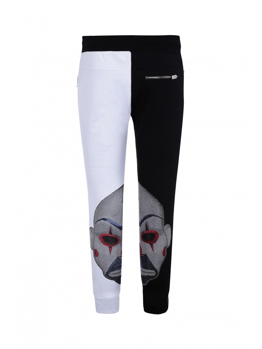 Pantalons de survêtement Horspist SWEAT CAP+ZIP+ZIP PO+STRASS - Ref. ADLERJOGG-M300-BLK-WHITE