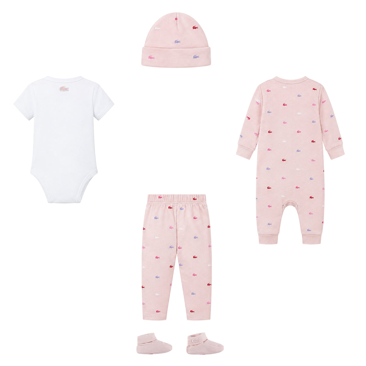 Coffret 5 pièces bonnet+chaussons+legging+body+pyjama Lacoste Bébé