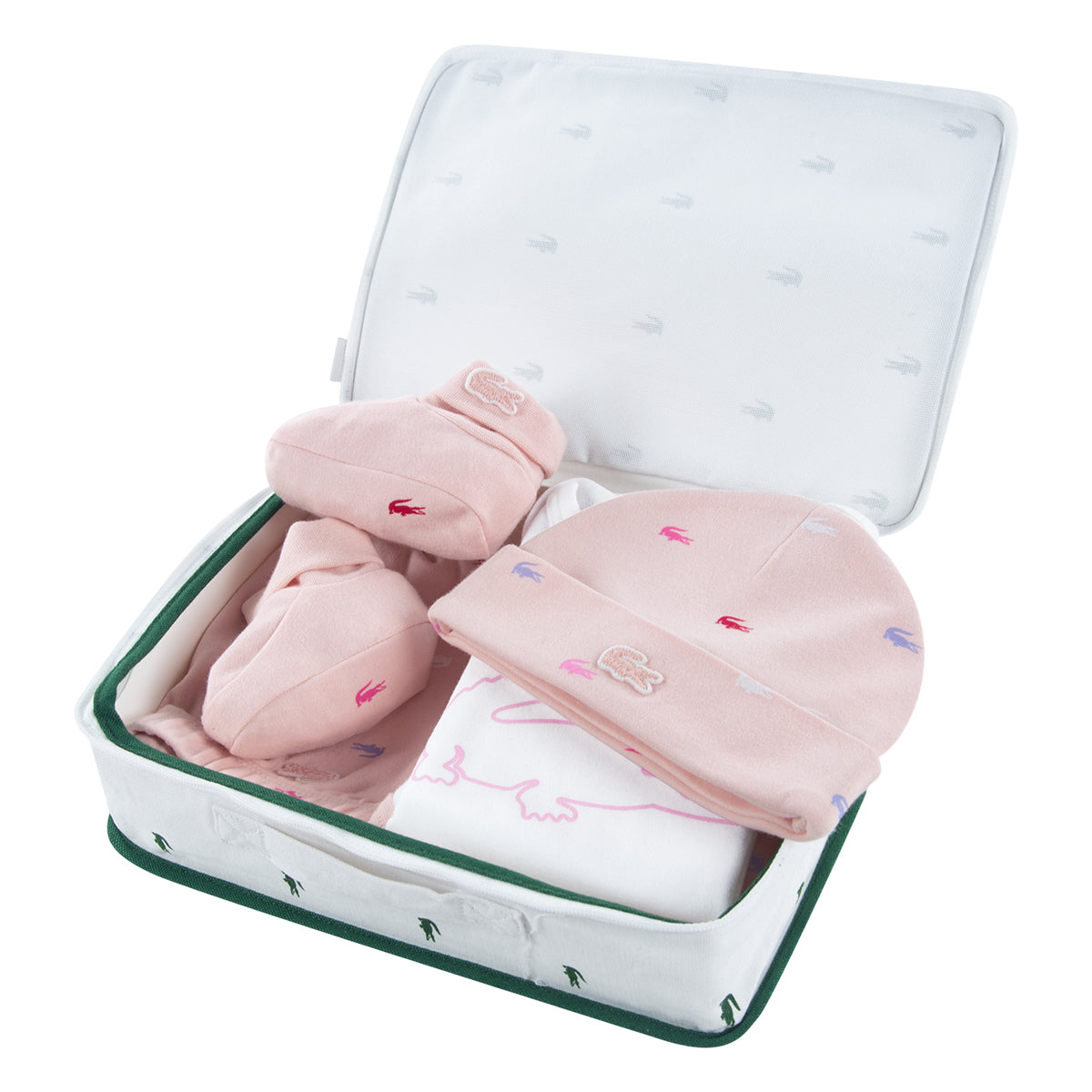 Coffret 5 pièces bonnet+chaussons+legging+body+pyjama Lacoste Bébé