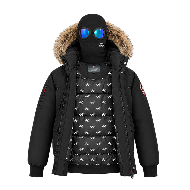 PEGA ONE Blouson capuche Homme Helvetica fourrure amovible + cagoule lunette intégrée