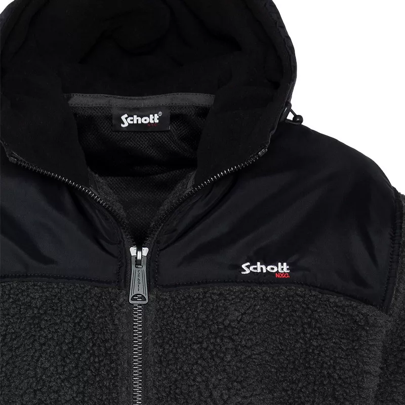 Sweat à capuche Schott ZIPPE SHERPA POLAIRE