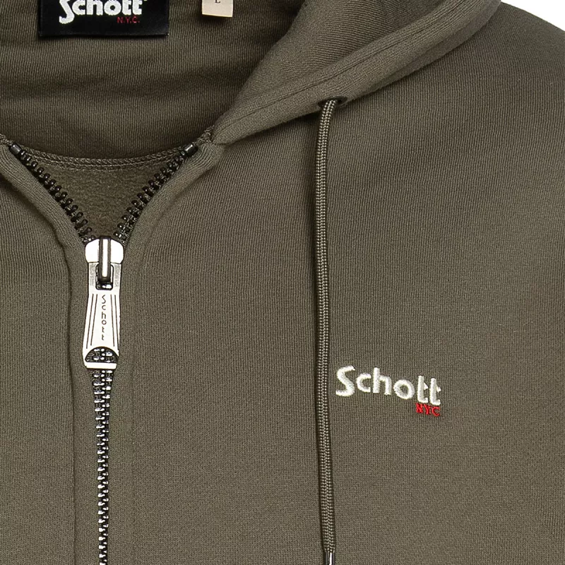 Sweatshirt à capuche zippé Schott AVEC BRODERIE