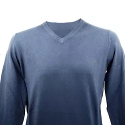 Pull Real Cashmere COLLO V (Bleu)- Ref. IUB109842-COLLOV-TOPPE