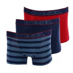 3 Boxers Diesel Umbx Shawn (Bleu rayé/Bleu marine/Rouge)