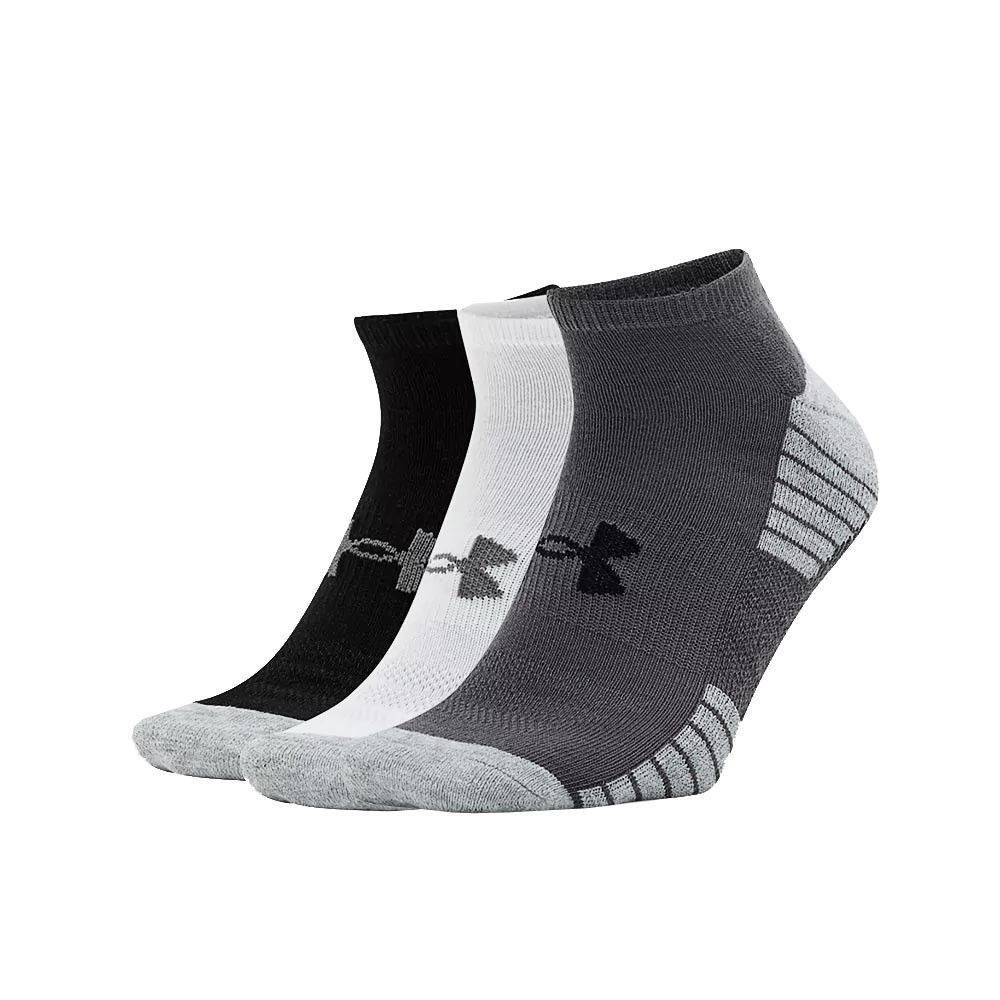 Under Armour HeatGear Tech No Show Amorti Sport Chaussettes 3 Pack Blanc