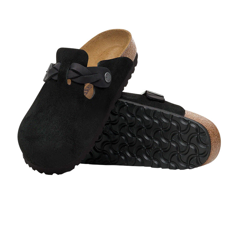 Chausson Homme Birkenstock BOSTON SUEDE BRAIDED étroite