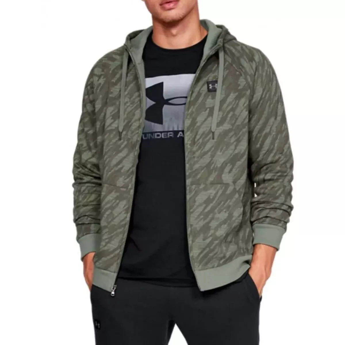 Vestes de survêtement Under Armour RIVAL FLEECE CAMO  FZ HOODIE - Ref. 1329748-492