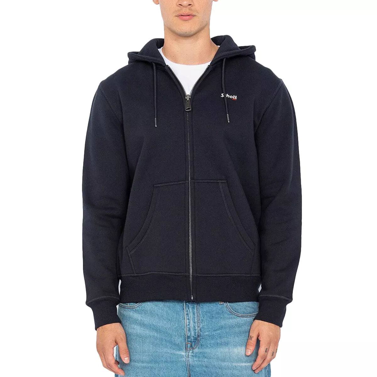 Sweatshirt à capuche zippé Schott AVEC BRODERIE