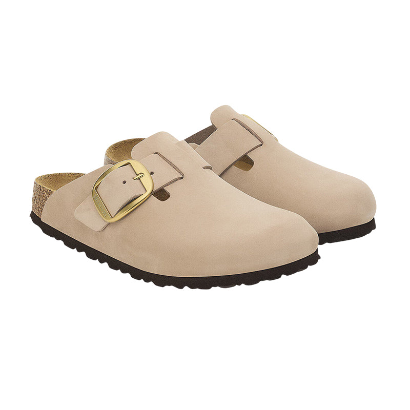 Chausson mule Femme Birkenstock BOSTON BIG BUCKLE NUBUCK étroite