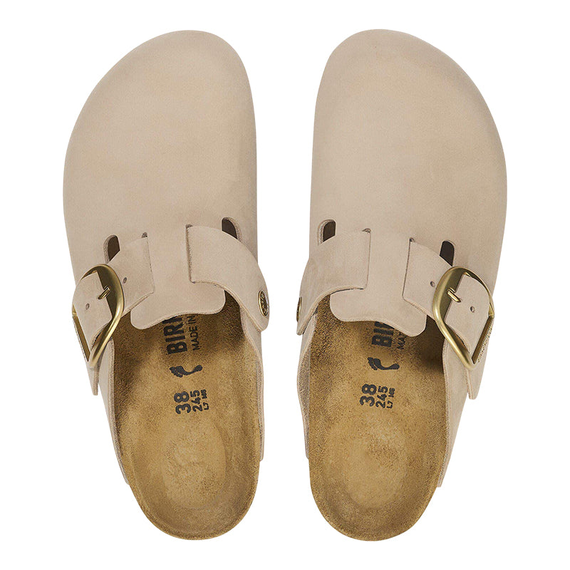 Chausson mule Femme Birkenstock BOSTON BIG BUCKLE NUBUCK étroite