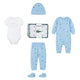 Coffret 5 pièces bonnet+chaussons+legging+body+pyjama Lacoste Bébé