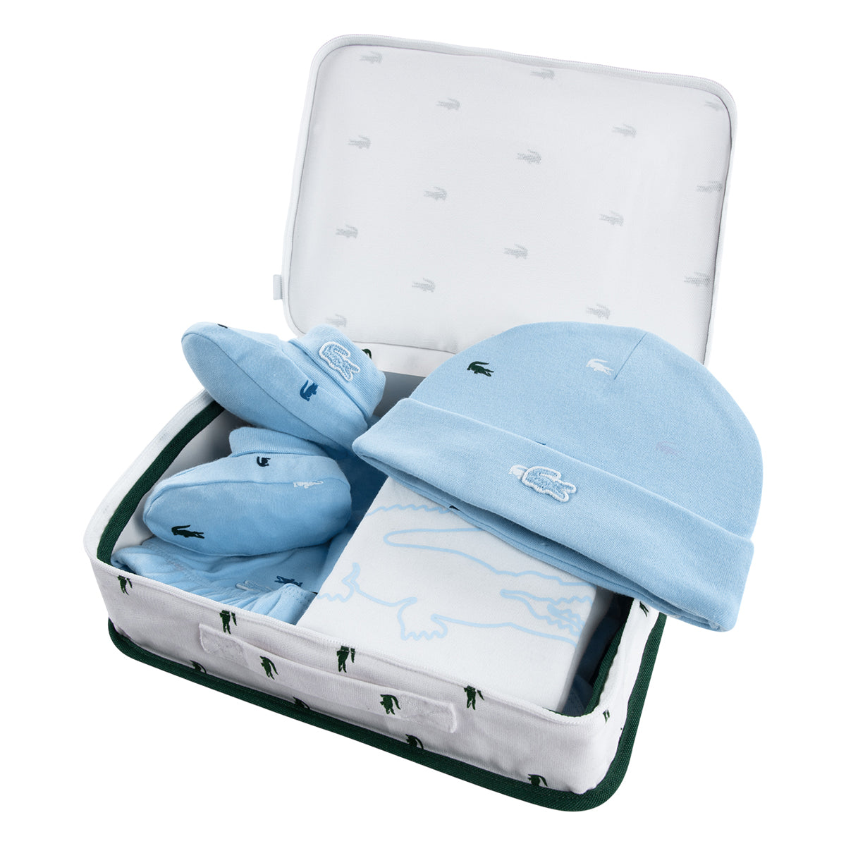 Coffret 5 pièces bonnet+chaussons+legging+body+pyjama Lacoste Bébé