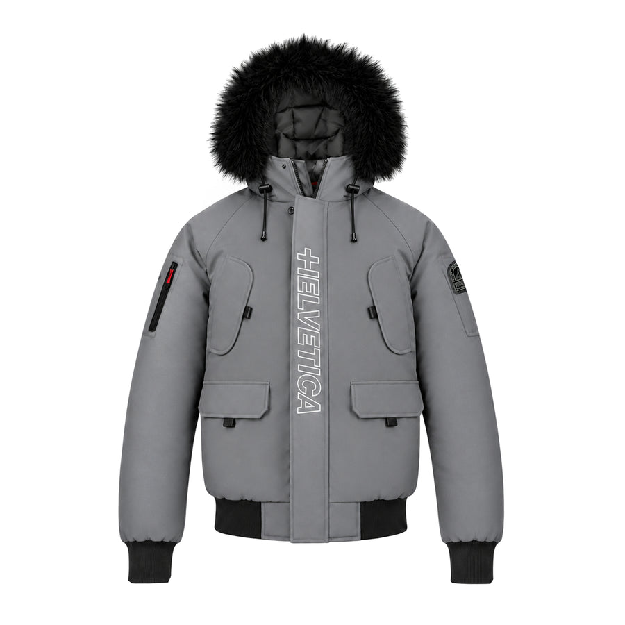 Helvetica PEGA ONE capuche fourrure amovible + cagoule Gris