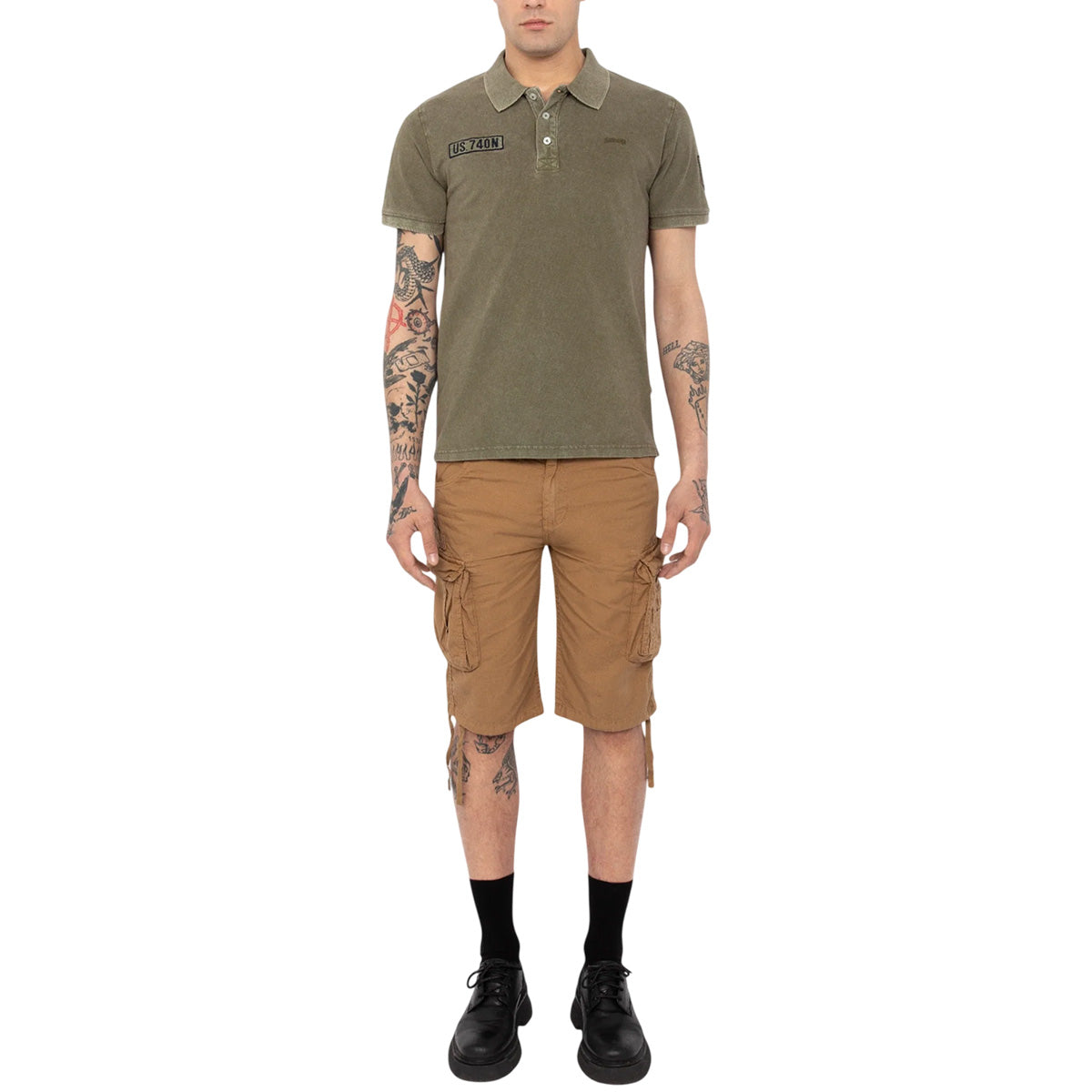 Polo army Homme Schott BADGES