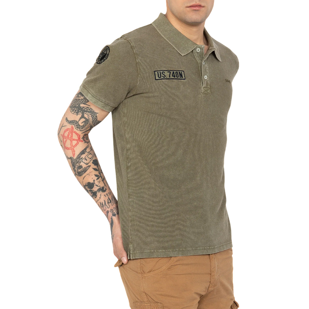 Polo army Homme Schott BADGES